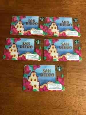 *NEW* 5- HTF 2016 Starbucks SAN DIEGO Gift Card - Sold on eBay May, 8th 2019 for $5.00