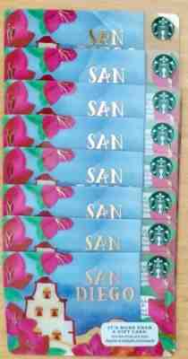 Lot of 8 NEW 2015 Starbucks Coffee Company San Diego City Gift Cards ~ Zero Bal - Sold on eBay May, 8th 2019 for $6.49