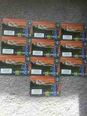 Starbucks Washington State MT Rainier Lot Of 10 Cards 0$ Value Unused New - Sold on eBay May, 13th 2019 for $7.95