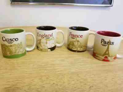 Starbucks Set Of Four Demitasse Mug's, France, Paris, England, Cusco, 3 oz. Nice - Sold on eBay Mar, 3rd 2019 for $39.99