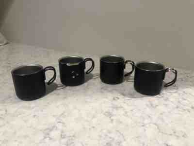 Set Of 4 Starbucks Black Matte Espresso Cup 3oz Demi Metal Mugs 2017 Used Coffee - Sold on eBay May, 15th 2019 for $12.77