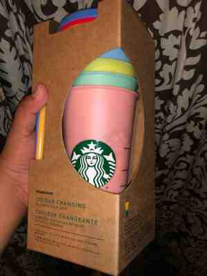 New Starbucks Color Changing Reusable Cold Cup Tumblers 24oz Venti Set Of 5 Cups - Sold on eBay May, 15th 2019 for $70.00