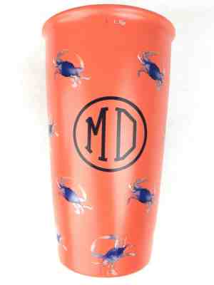 New Starbucks Maryland MD Blue Crab Ceramic Tumbler Travel Mug Orange  - Sold on eBay May, 13th 2019 for $46.50