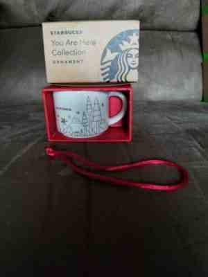 Starbucks Christmas ornament CALIFORNIA YAH coffee mug 2 oz  gold red & box - Sold on eBay May, 7th 2019 for $4.99