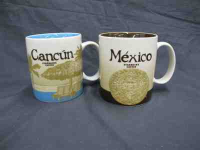 2 Starbucks Design 16oz Mug Cancun Mexico - Sold on eBay Feb, 17th 2019 for $29.00