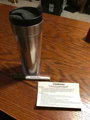 Starbucks Coffee 20 Oz Plastic Thermos Mug Tumbler Dry Erase Tumbler - Sold on eBay May, 14th 2019 for $12.95