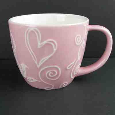 Starbucks 2006 Valentines Pink Coffee Mug Embossed Heart Flowers Cup - Sold on eBay Mar, 3rd 2019 for $29.99