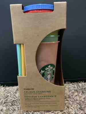 Starbucks Color Changing Reusable Cold Cup - 5 Lids 5 Straws 24oz - RARE - Venti - Sold on eBay May, 15th 2019 for $60.00