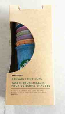 Starbucks Reusable Hot Cups 6 Variety Colors Drink Cup W/ Lids New In Box - Sold on eBay May, 15th 2019 for $25.00