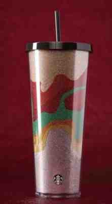 Starbucks Glitter Flow Sparkle Cold Tumbler Venti Cup W/straw 24 Oz 2018 NEW - Sold on eBay May, 14th 2019 for $23.99