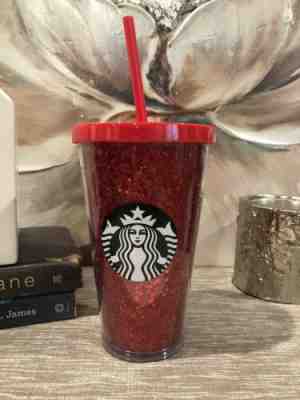 Starbucks 2018 Holiday Glitter Red Cold Cup Tumbler 16oz with straw - Sold on eBay May, 14th 2019 for $19.99