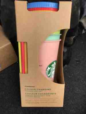 NEW LIMITED EDITION REUSABLE STARBUCKS COLOR CHANGING COLD CUP SET TUMBLERS - Sold on eBay May, 14th 2019 for $40.00