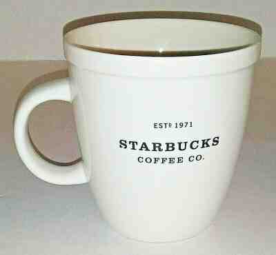 Starbucks Estd 1971 Large Mug White Black Letters 2001 Barista Abbey Coffee Cup - Sold on eBay May, 14th 2019 for $12.95