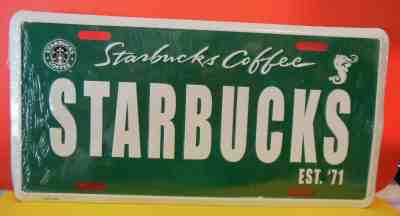 Rare Starbucks Vanity LICENSE PLATE EST 1971 Green Background Sealed in Plastic  - Sold on eBay May, 14th 2019 for $17.99