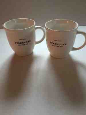 SET OF TW0 2007  STARBUCKS EST. 1971 LARG 18OZ. BARISTA WHITE W BLACK MUGS/ - Sold on eBay May, 13th 2019 for $40.00