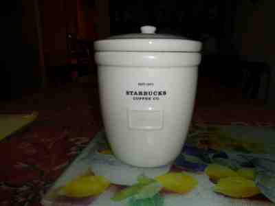 HTF STARBUCKS COFFEE CO. PORCELAIN WHITE " BARISTA CANISTER " 2002 64OZ - Sold on eBay Apr, 14th 2019 for $15.50