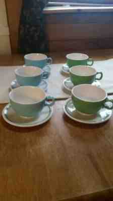Starbucks Coffee Co. At Home Collection Green & Blue Cup & Saucer Set of (6)2004 - Sold on eBay May, 15th 2019 for $45.00