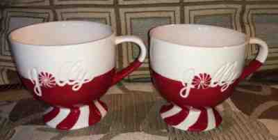 Starbucks 2007 (2) "Jolly" Holiday Pedestal Mugs Brand New - Sold on eBay May, 14th 2019 for $11.00