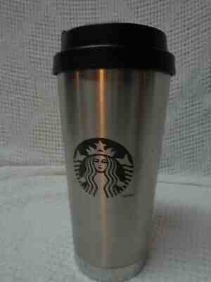 STARBUCKS 2010 STAINLESS STEEL TRAVEL TUMBLER SIREN LOGO 16OZ MATTE SILVER BLACK - Sold on eBay May, 14th 2019 for $9.99