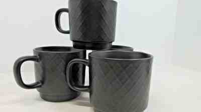 Starbucks Stackable Black Diamond Pattern 2013 SET OF 4 Coffee Cups Mugs 12oz ea - Sold on eBay May, 15th 2019 for $12.00