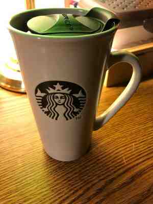 Starbucks Coffee Ceramic Travel Mug with Lid White Black Mermaid Logo 16 oz 2013 - Sold on eBay May, 14th 2019 for $10.99