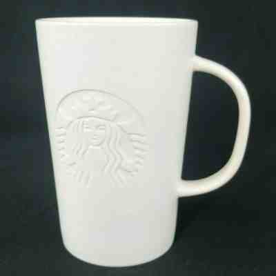 Starbucks 2014 Etched Mermaid Logo Matte White Ceramic Coffee Mug 12oz Cup Tea - Sold on eBay May, 14th 2019 for $24.87