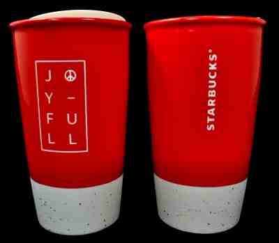 2 Starbucks 2017 Red JOYFUL Travel Mug Coffee Tumbler With Lids Mint Condition - Sold on eBay May, 15th 2019 for $12.00