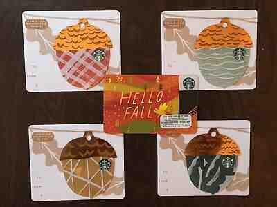 Canada Series Starbucks "MINI ACORN SET FALL 2018" (5) Gift Cards - New No Value - Sold on eBay May, 9th 2019 for $4.60