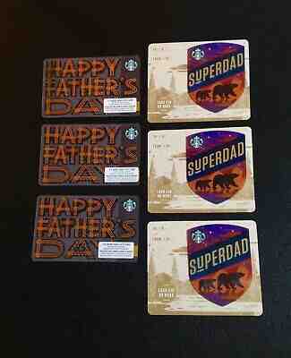 2019 STARBUCKS FATHER DAY GIFT CARD --- 3 SET ( 6 PCS. ) ------ NEW  - Sold on eBay May, 15th 2019 for $10.99