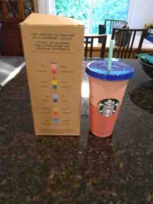 NEW Starbucks Reusable Cup Venti COLOR CHANGING 2019 24oz  Rose to Coral Red - Sold on eBay May, 15th 2019 for $15.50