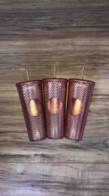 Starbucks 2019 Rose Gold Pink Studded Sparkling Jeweled Jewel Venti 24oz Tumbler - Sold on eBay May, 14th 2019 for $36.00