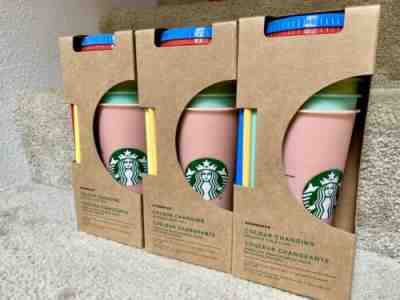 STARBUCKS Color Changing Cold Cups Tumbler 5 Venti Lids Straws NEW in Box - Sold on eBay May, 14th 2019 for $56.00