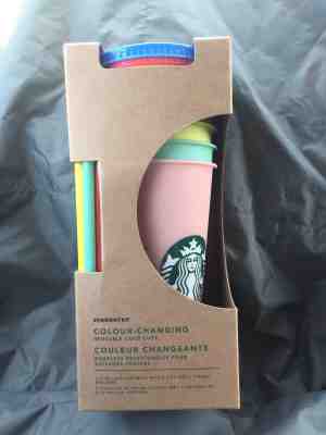 Starbucks Color Changing Reusable Cold Cups Set of 5 Drink Straws - Sold on eBay May, 14th 2019 for $61.00