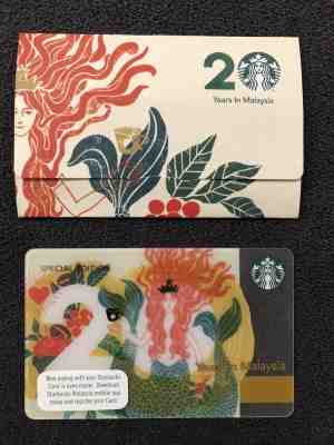 Starbucks Malaysia 20th Anniversary Gift Card with Sleeves Special Edition - Sold on eBay May, 13th 2019 for $10.97