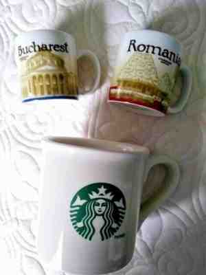 Starbucks Mugs Collector Series Bucharest Romania Demitasse and Large Mermaid  - Sold on eBay Apr, 26th 2019 for $31.00