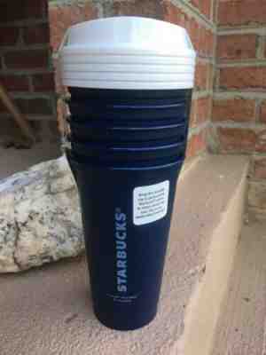 STARBUCKS Reusable 16 OZ Plastic Travel To Go Coffee Cups set of five NAVY BLUE - Sold on eBay May, 15th 2019 for $12.75