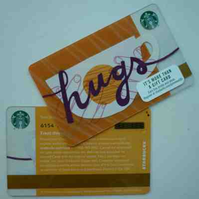 VHTF STARBUCKS CARD 2018 ' HUGS w/ COFFEE CUP ' #6154 w/  R & DIAMOND ON BACK  - Sold on eBay May, 14th 2019 for $6.99