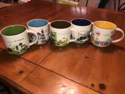 LOT 5 Starbucks Coffee Mugs Cups You Are Here -  Michigan Florida Alaska, Etc. - Sold on eBay Apr, 24th 2019 for $65.00