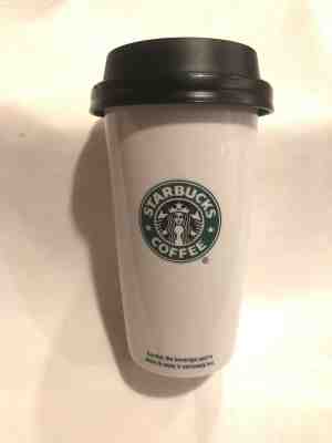 STARBUCKS Double Wall Ceramic Travel 12 Oz White Tumbler Locking Lid 2009 - Sold on eBay May, 22nd 2019 for $8.00