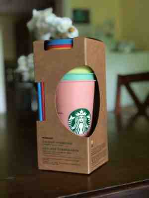 New Starbucks Color Changing Reusable Cold Cup Tumblers 24oz Venti Set Of 5 Cups - Sold on eBay May, 22nd 2019 for $50.00