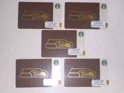 Starbucks Card 2017 SEATTLE SEAHAWKS Limited Edn - Lot of 5 - NEW Unused MINT - Sold on eBay May, 22nd 2019 for $6.99