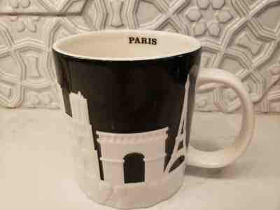 Starbucks Coffee Mug Cup Relief City Black Collector Series PARIS France 16 oz - Sold on eBay May, 21st 2019 for $35.00