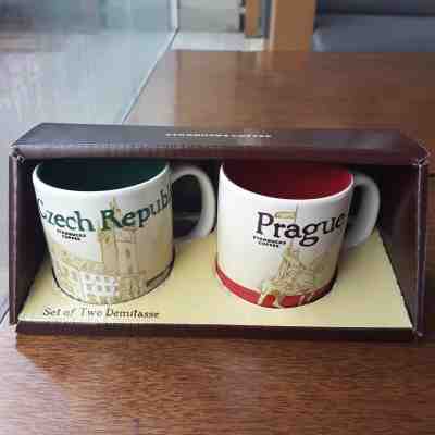 2 Demitasse Starbucks City Mugs 3 oz CZECH REPUBLIC & PRAGUE Series 2017 - Sold on eBay May, 18th 2019 for $34.00