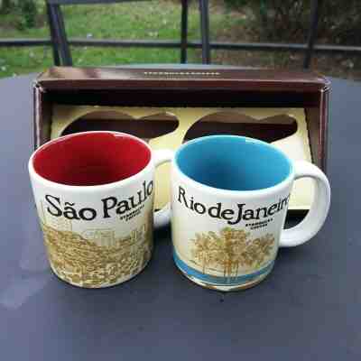 2 Demitasse Starbucks City Mugs 3 oz MINI ICON SAO PAULO & RIO DE JANEIRO  - Sold on eBay May, 20th 2019 for $34.00