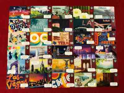 30 NEW STARBUCKS VARIOUS CITY GIFT CARDS LOT PHILIPPINES LA FL PHOENIX CANADA... - Sold on eBay May, 21st 2019 for $24.99