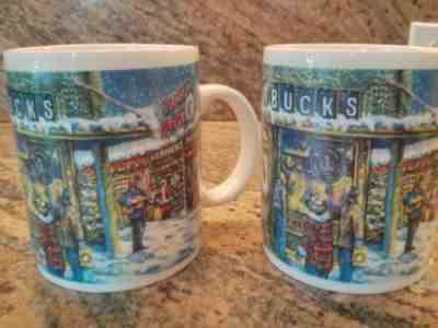 2 STARBUCKS PIKE PLACE CHRISTMAS MARKET ORIGINAL? Store Coffee Barista Mugs  - Sold on eBay May, 22nd 2019 for $29.99