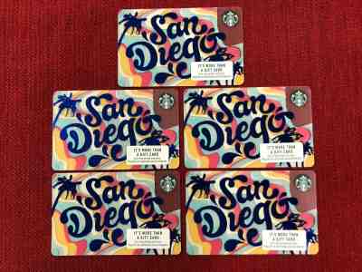 5 NEW STARBUCKS 2017 SAN DIEGO GIFT CARDS LOT LIMITED - Sold on eBay May, 21st 2019 for $9.99
