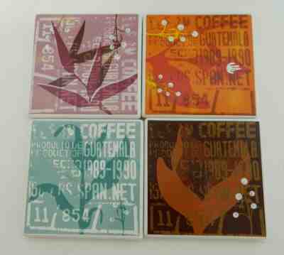 Starbucks Ceramic Coasters Guatemala Coffee 2006 Cork Back Set of Four - Sold on eBay May, 22nd 2019 for $14.88