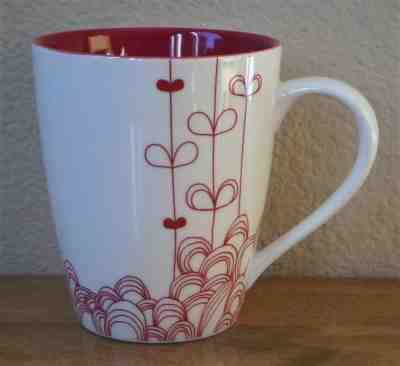 2009 STARBUCKS Bone China Valentine's Day Mug - White w/Red Hearts on Strings - Sold on eBay May, 20th 2019 for $15.00