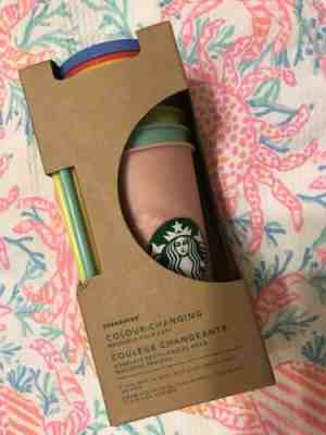 New Starbucks Color Changing Reusable Cold Cup Tumblers 24oz Venti Set Of 5 Cups - Sold on eBay May, 22nd 2019 for $64.99